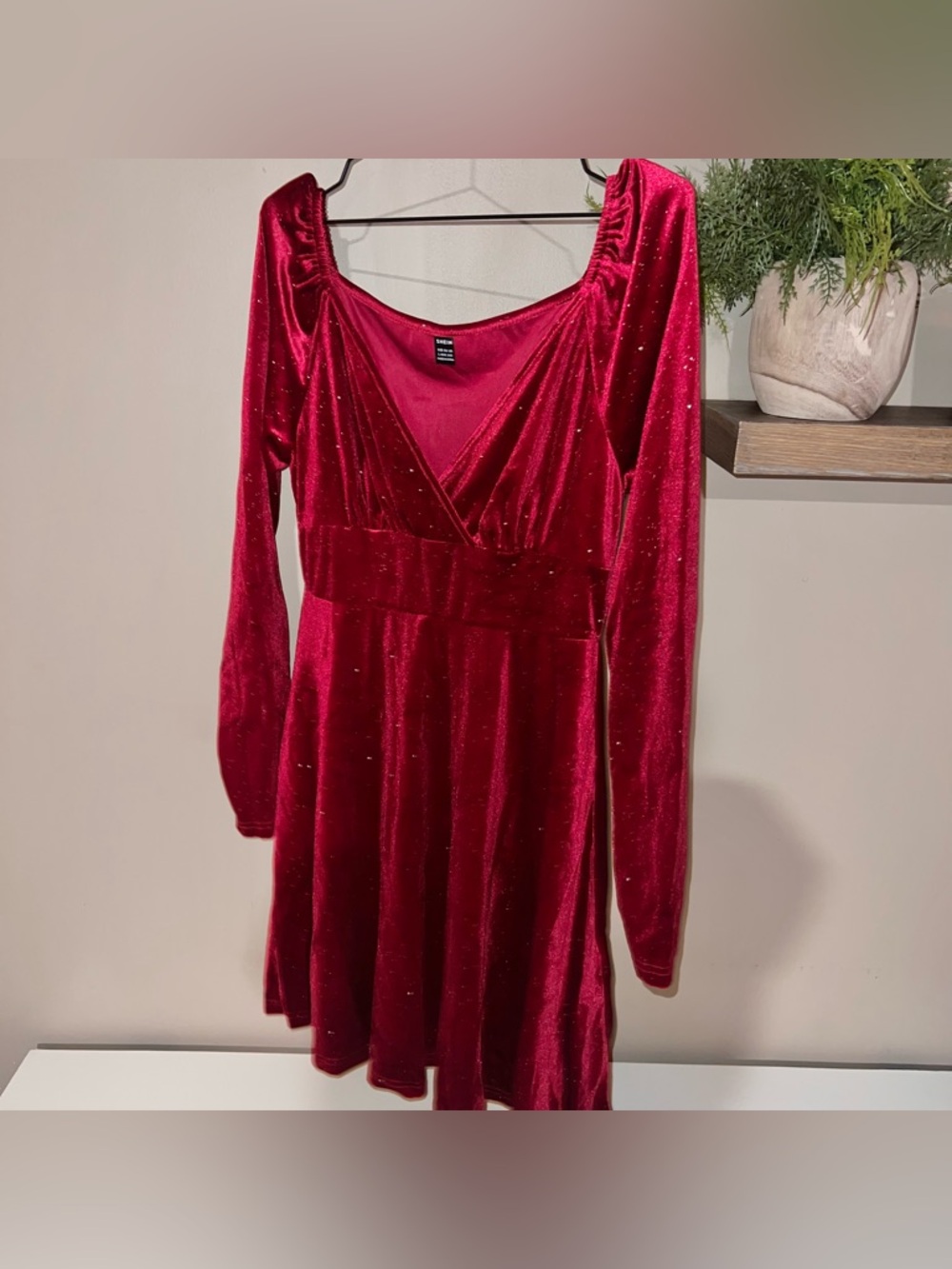 Surplice Neck Velvet A-line Dress
